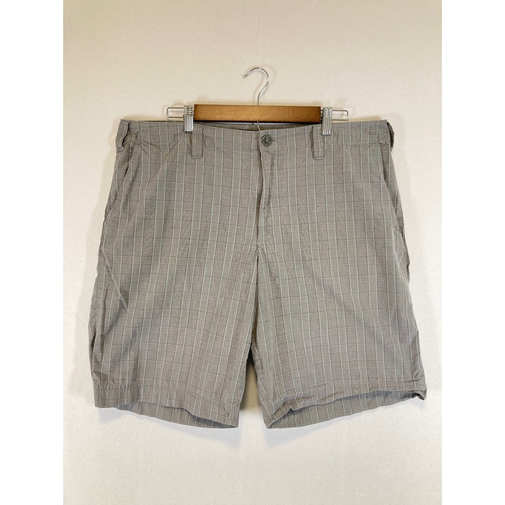 Outdoor Classic Eddie Bauer Mens 38 Grey‎ Blue Plaid Cotton Flat Front Shorts